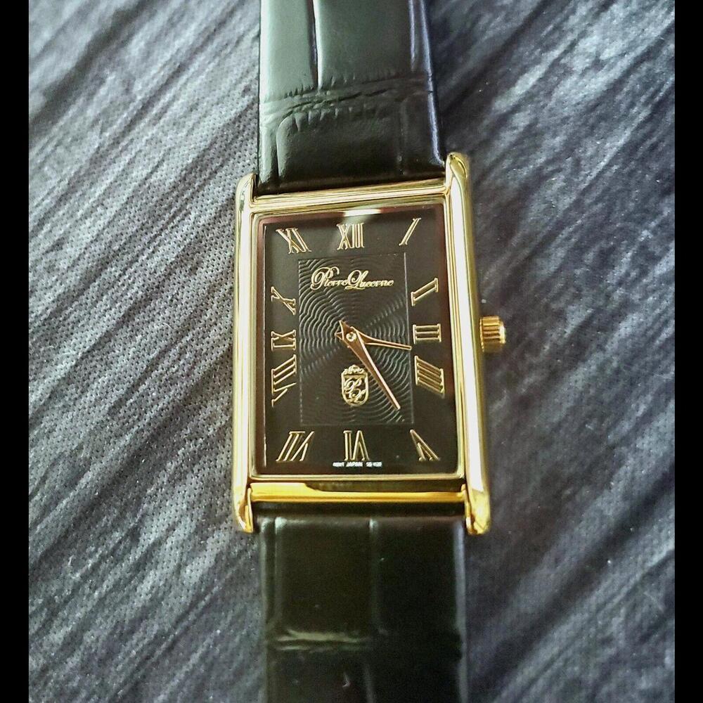 Authentic Pierre Lucerne Slim Quartz‎ Mens Ebony Tank Watch - Picture 7 of 11
